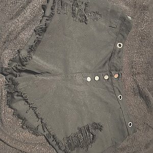 Distressed Black Jean Shorts